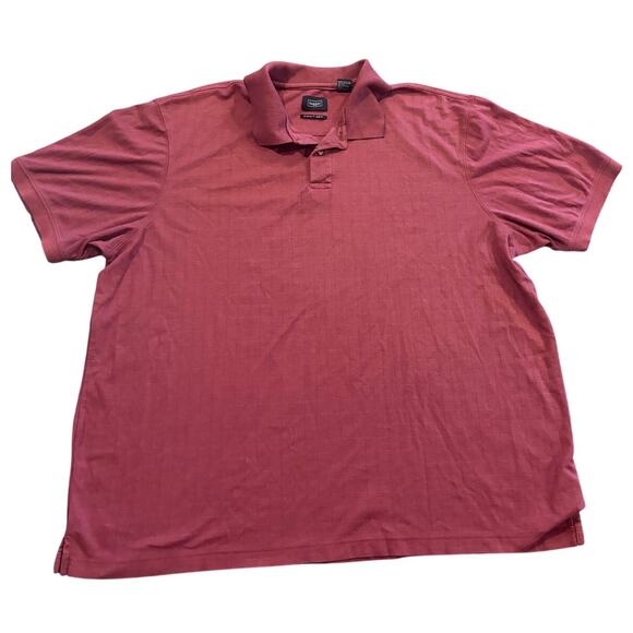 Haggar Swift Dry Polo Mens Sz 2XL Geometric Pattern Burgundy Golf Performance - Picture 1 of 5